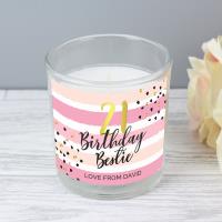 Personalised Birthday Gold and Pink Stripe Scented Jar Candle Extra Image 1 Preview
